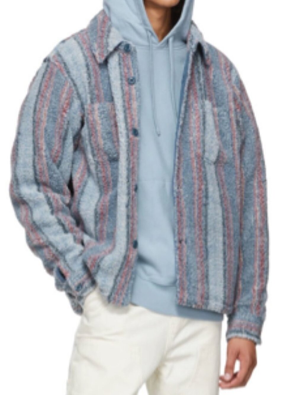 Stussy Blue Red‎ Stripe Sherpa Fleece Jacket M